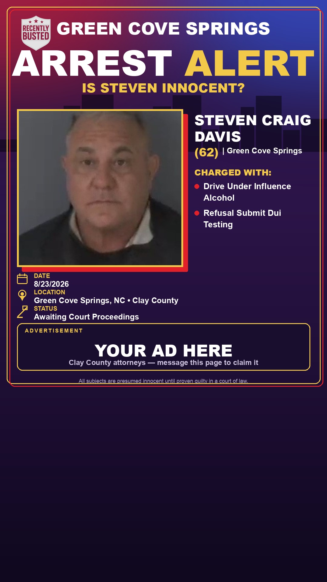 Arrest report - STEVEN CRAIG DAVIS