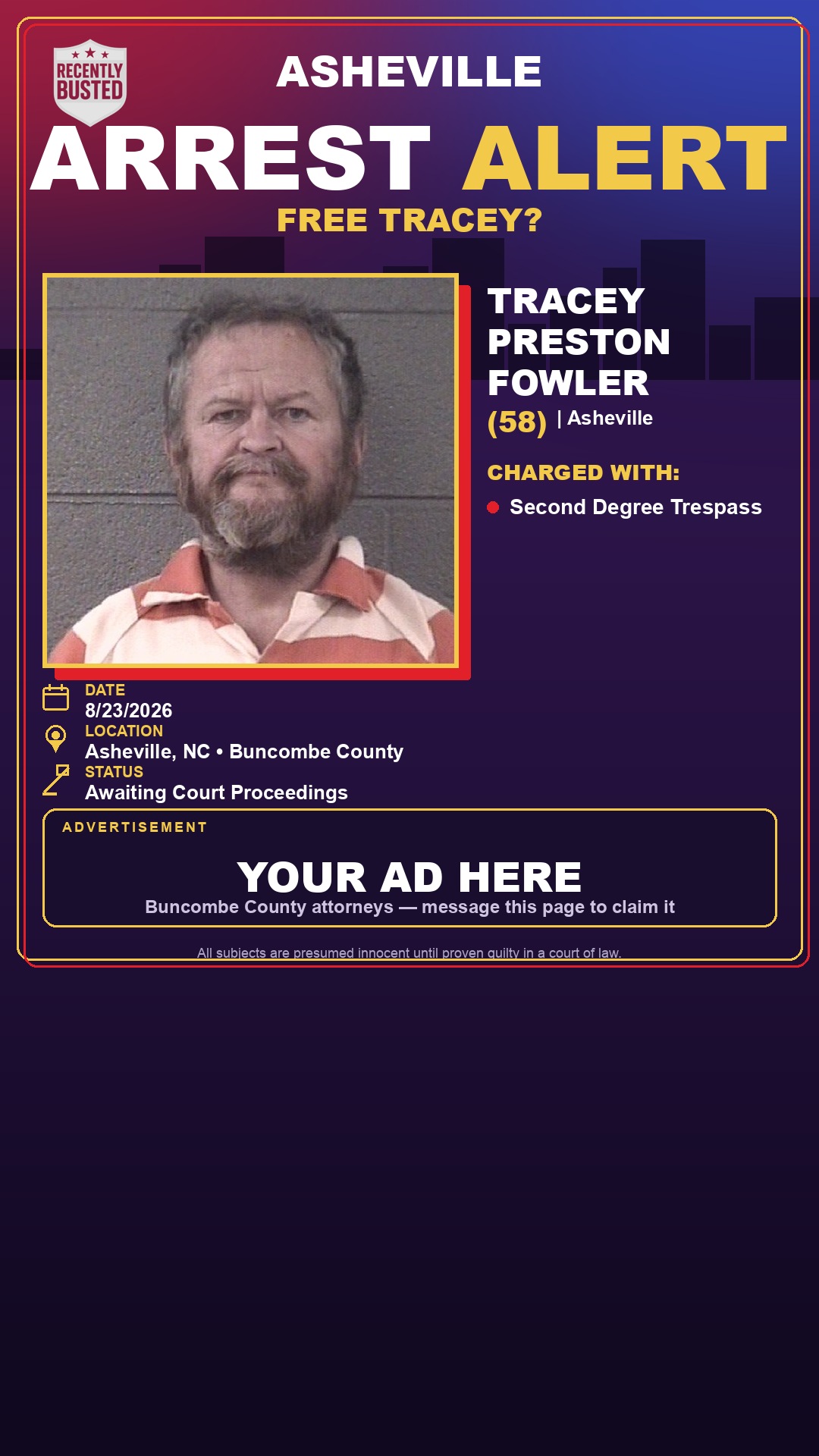 Arrest report - TRACEY PRESTON FOWLER
