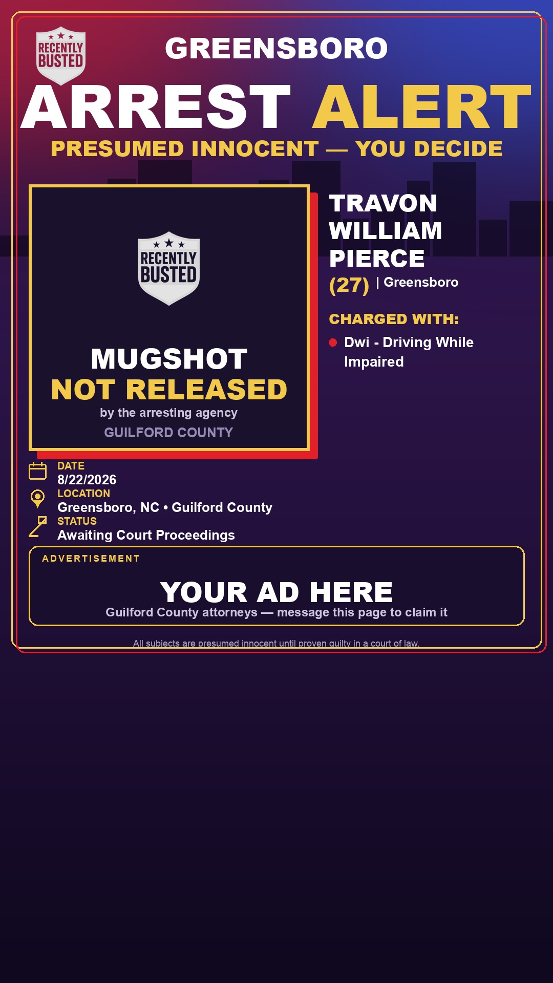 Arrest report - TRAVON WILLIAM PIERCE