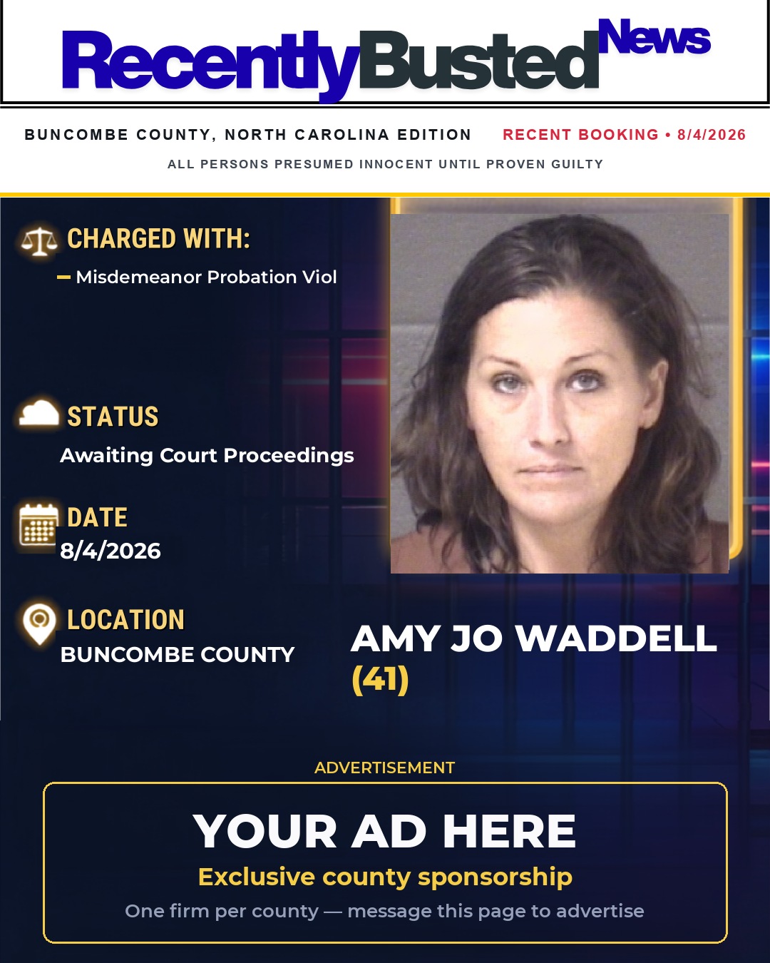 Arrest report - AMY JO WADDELL
