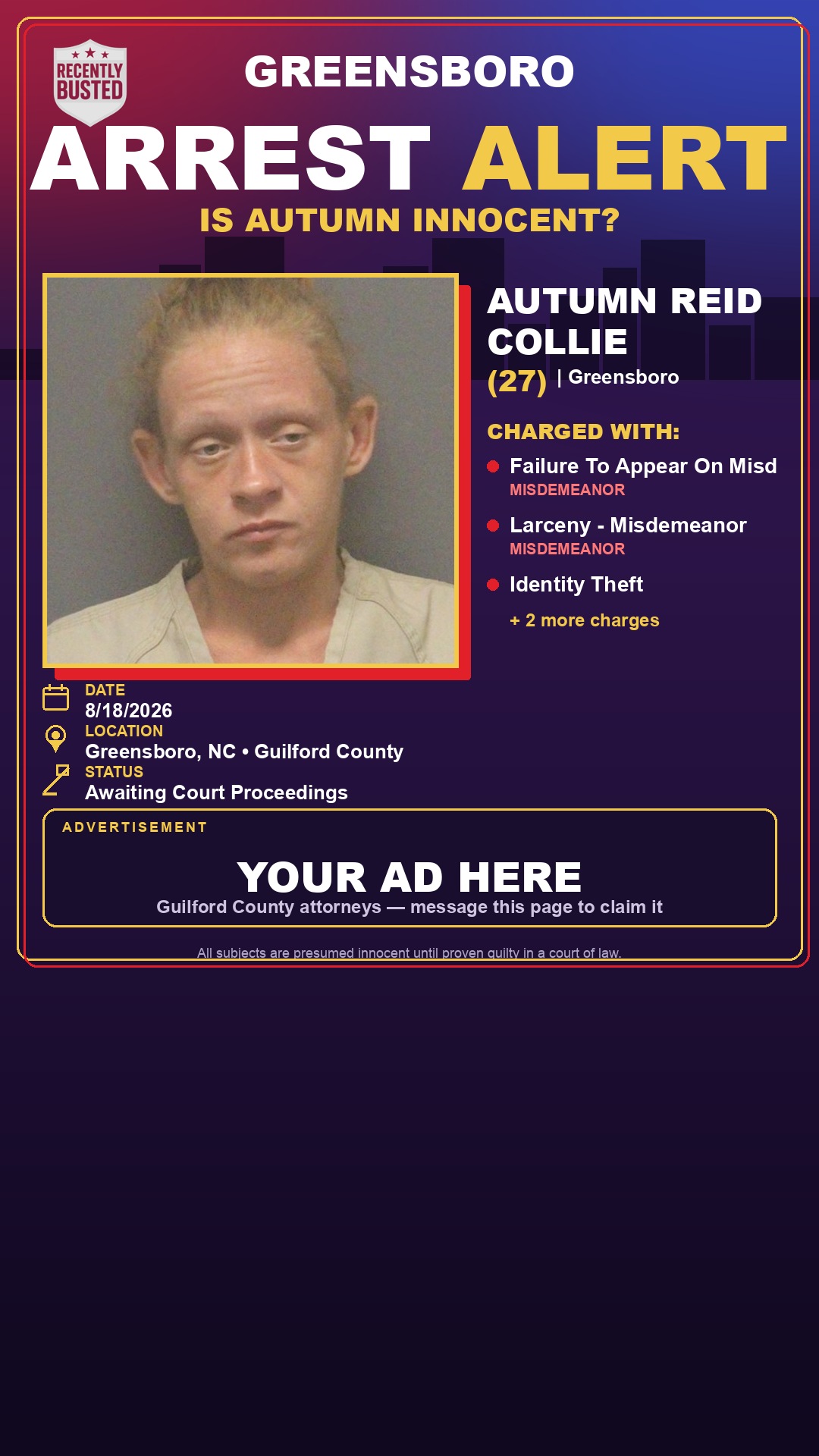 Arrest report - AUTUMN REID COLLIE