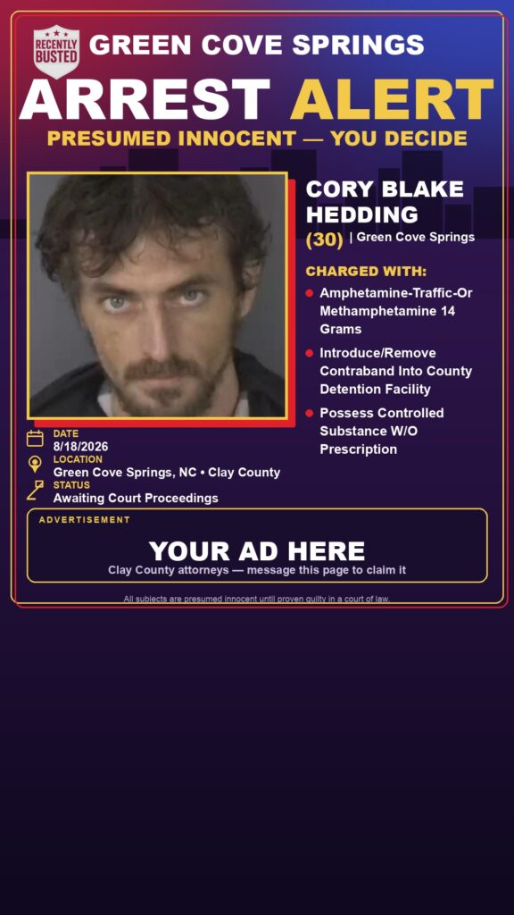 Arrest report — CORY BLAKE HEDDING