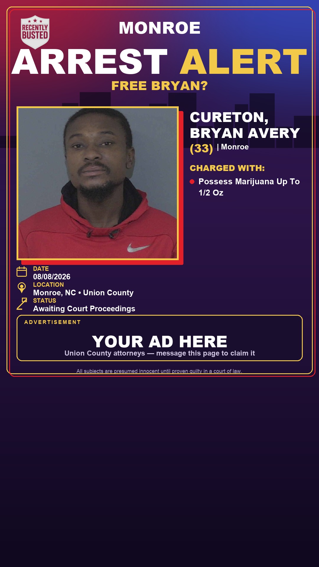 Arrest report - CURETON, BRYAN AVERY