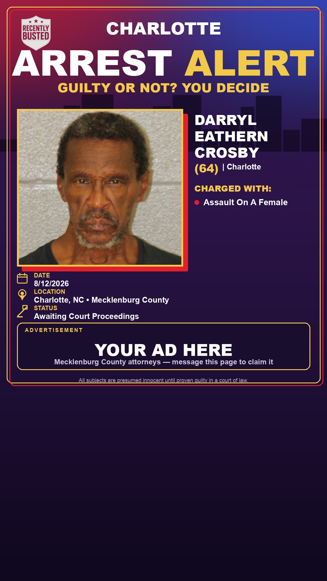 Arrest report - DARRYL EATHERN CROSBY