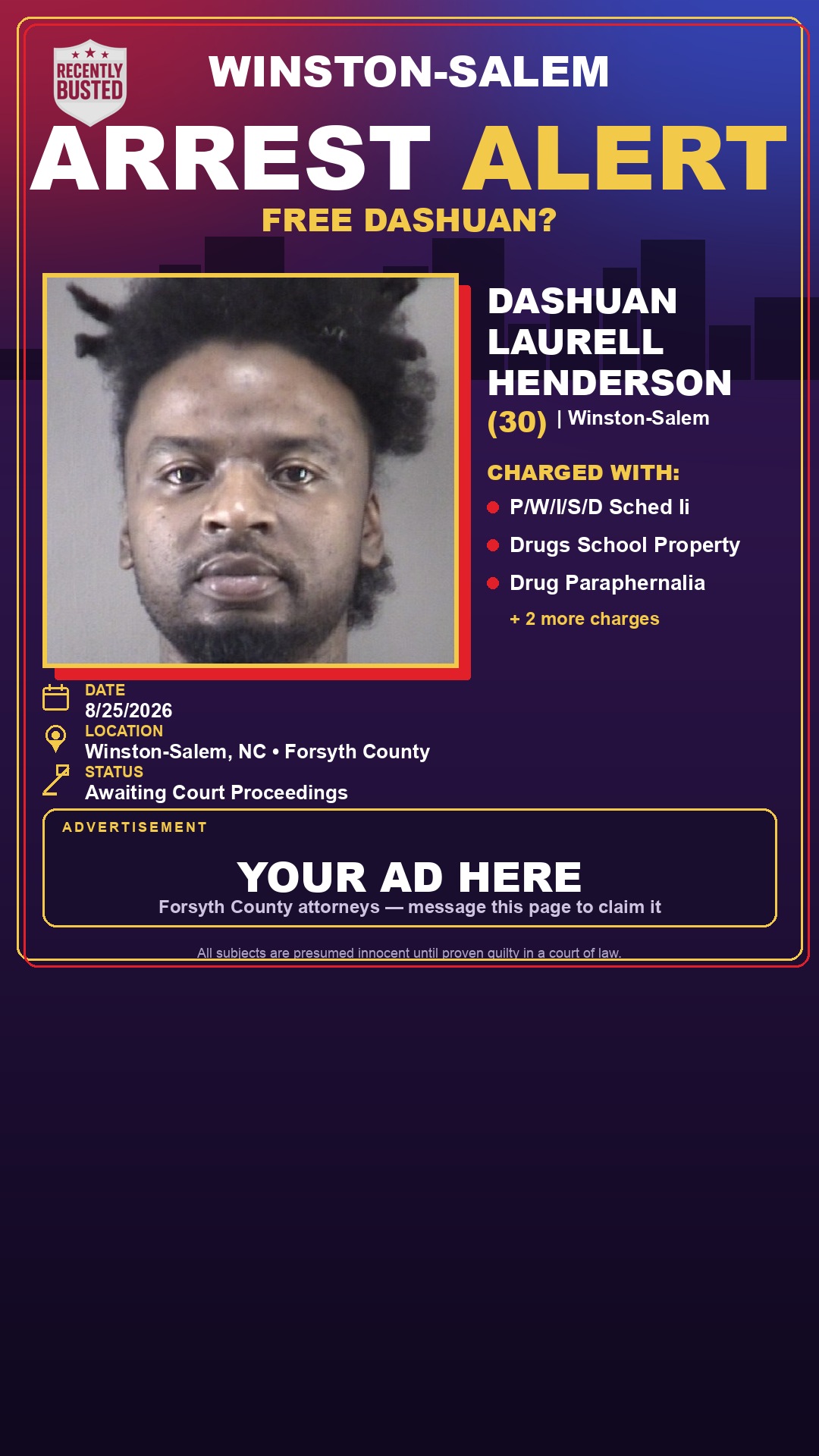 Arrest report - DASHUAN LAURELL HENDERSON