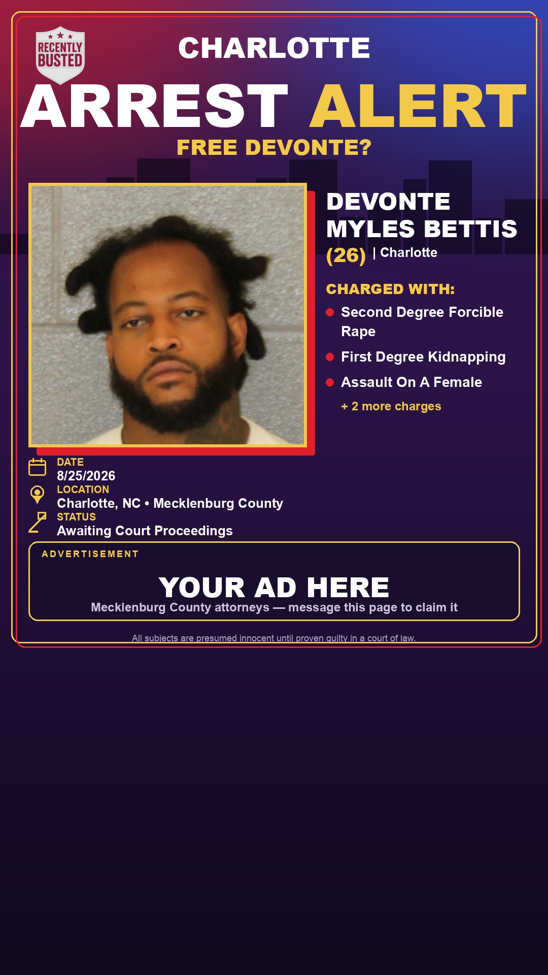 Arrest report - DEVONTE MYLES BETTIS