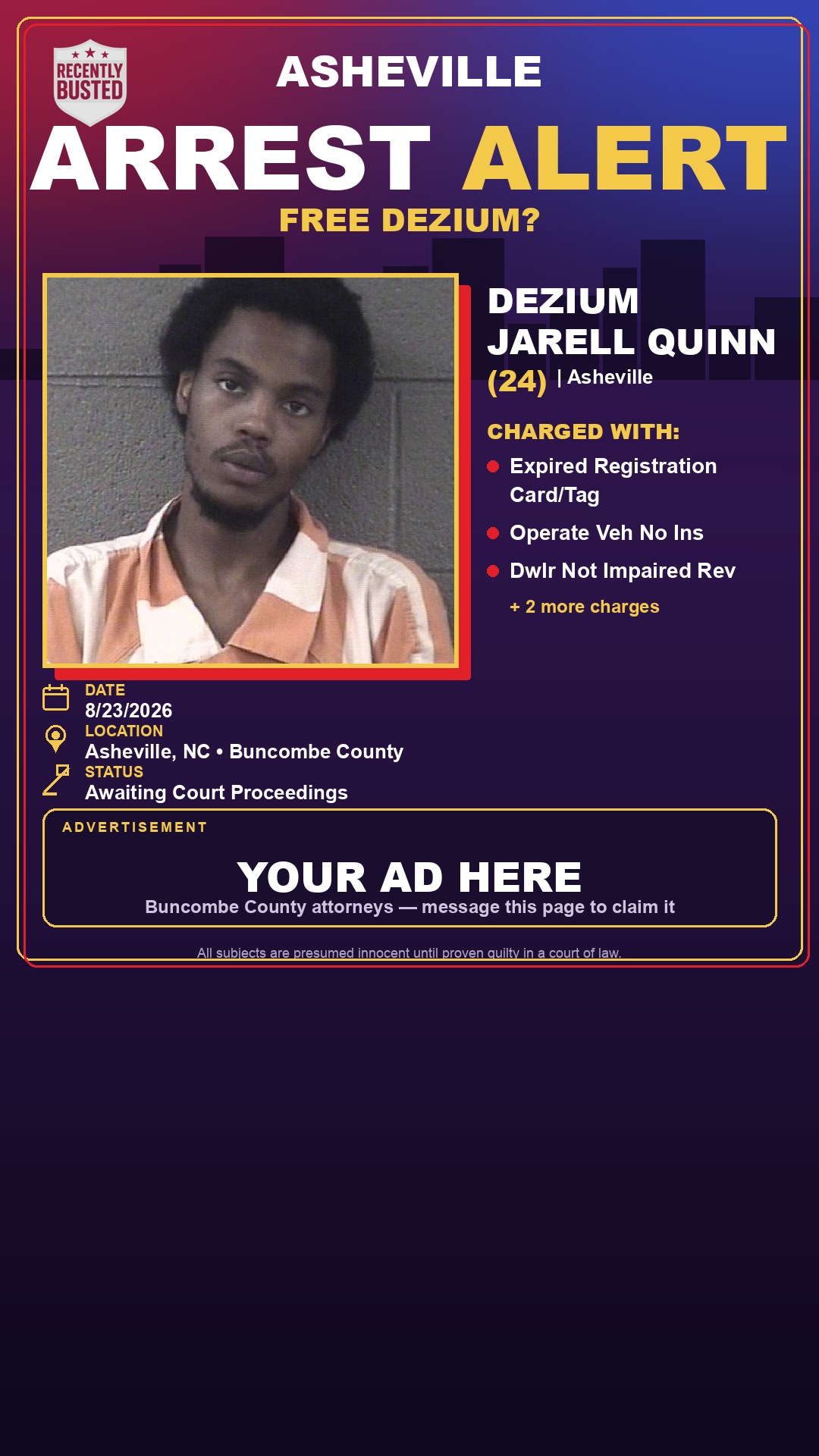 Arrest report - DEZIUM JARELL QUINN