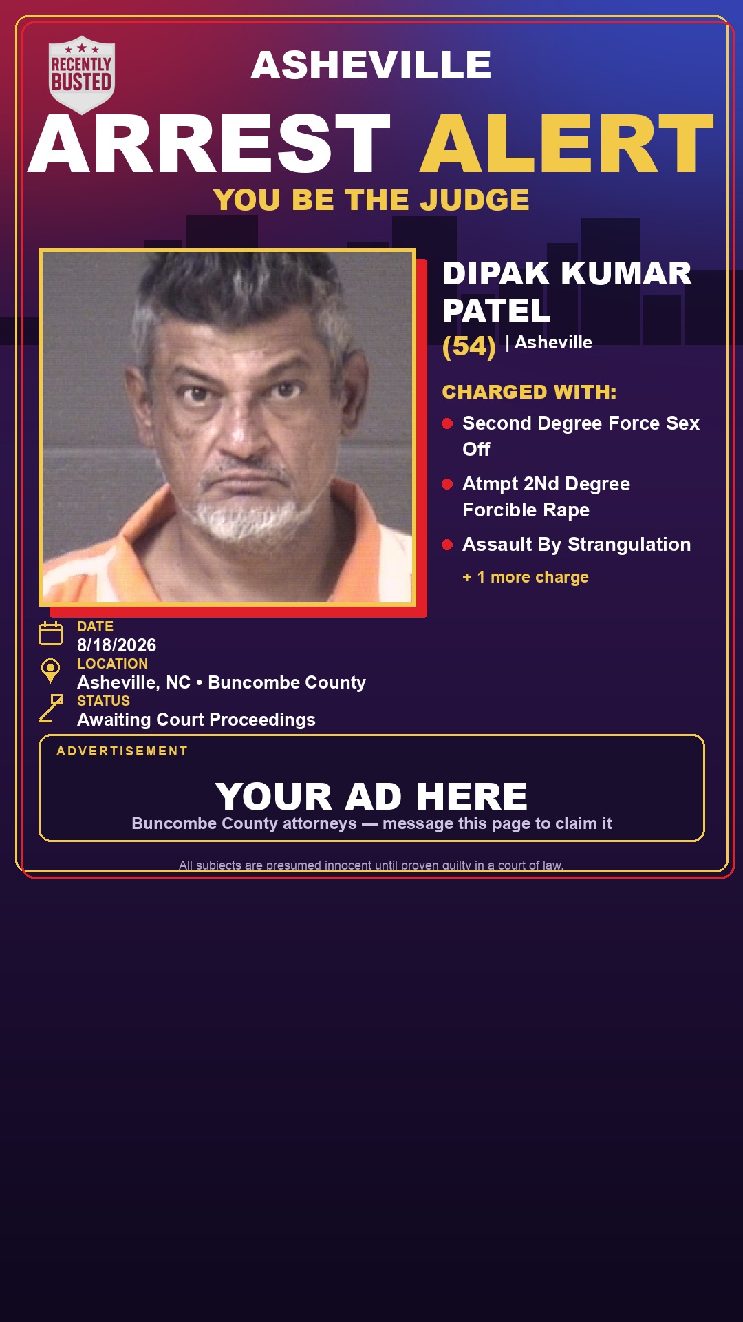 Arrest report - DIPAK KUMAR PATEL