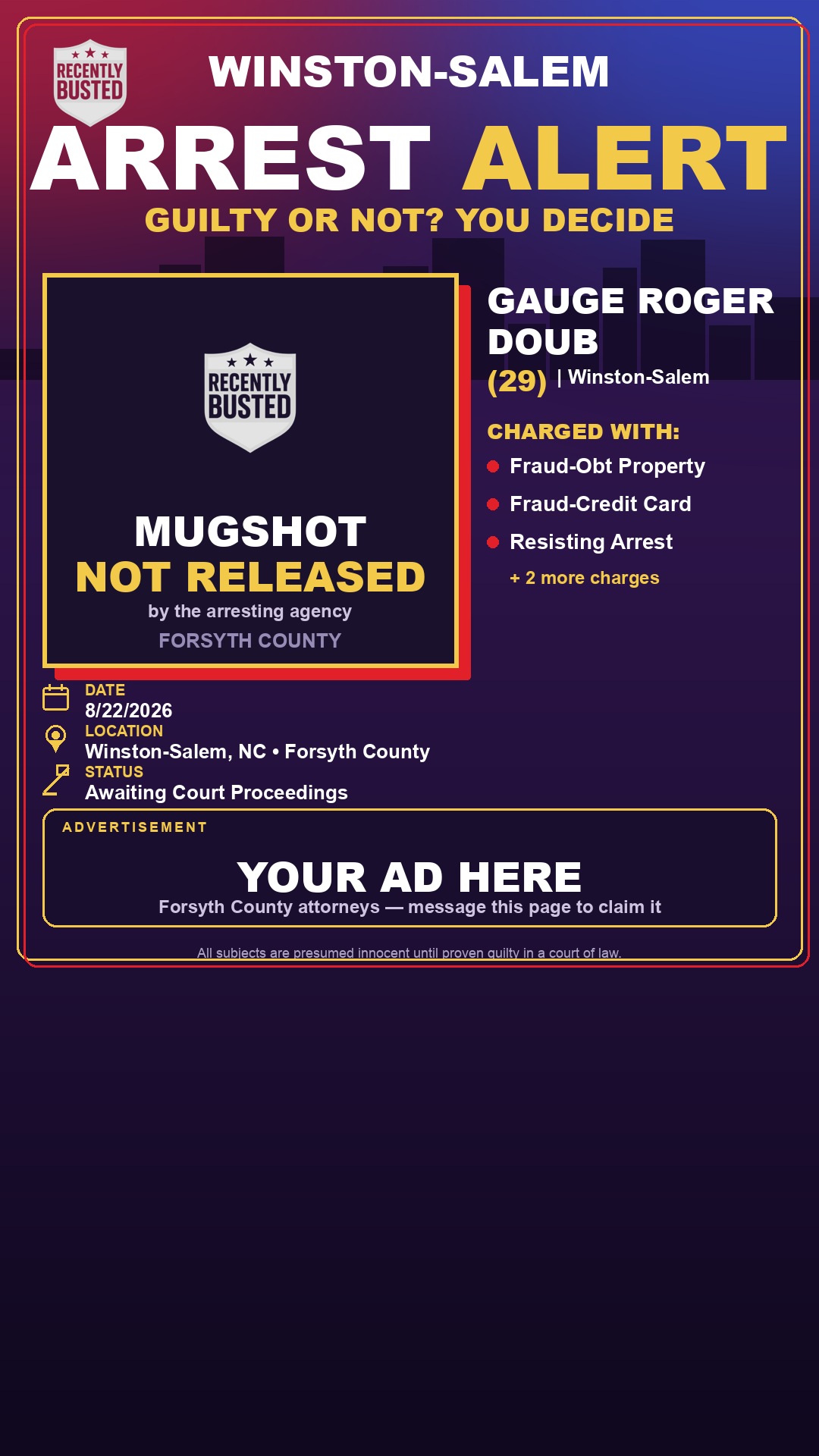 Arrest report - GAUGE ROGER DOUB