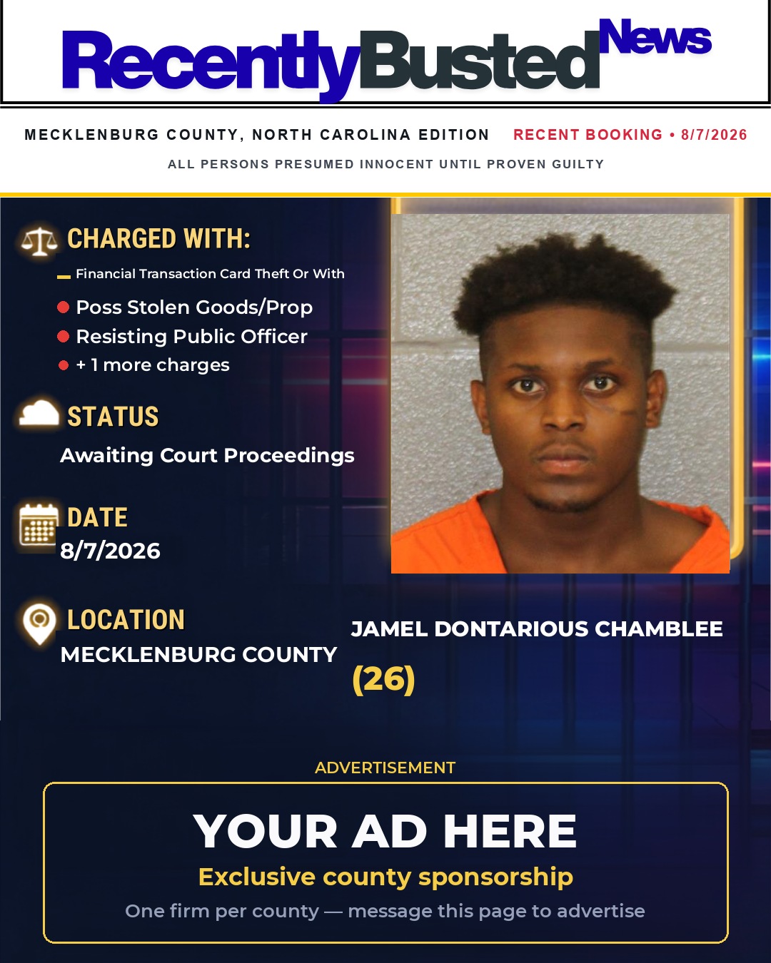 Arrest report - JAMEL DONTARIOUS CHAMBLEE