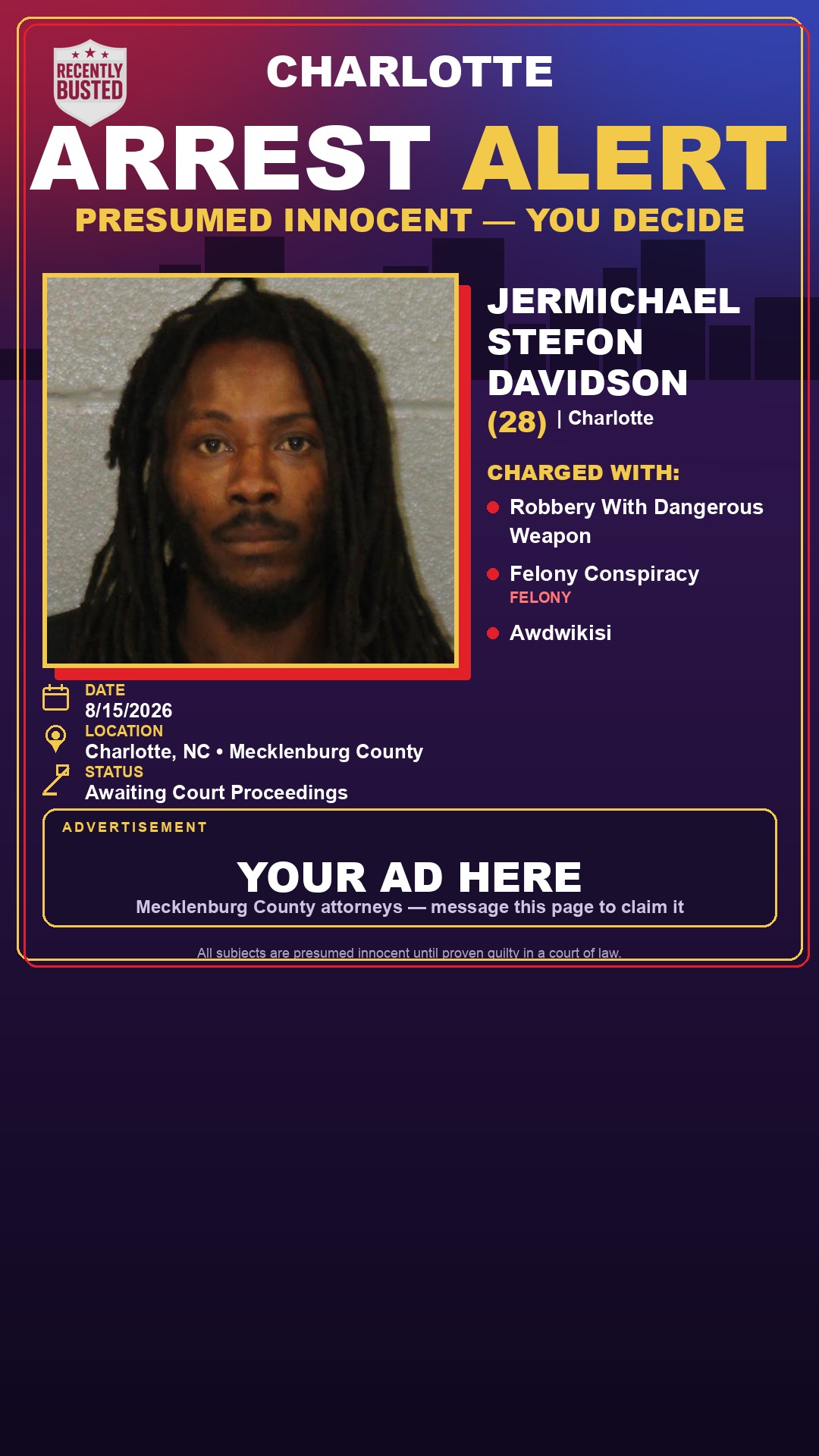 Arrest report - JERMICHAEL STEFON DAVIDSON