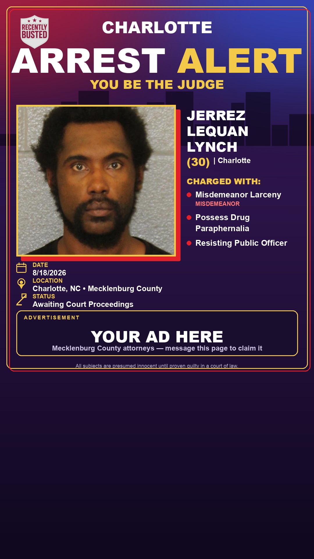 Arrest report - JERREZ LEQUAN LYNCH