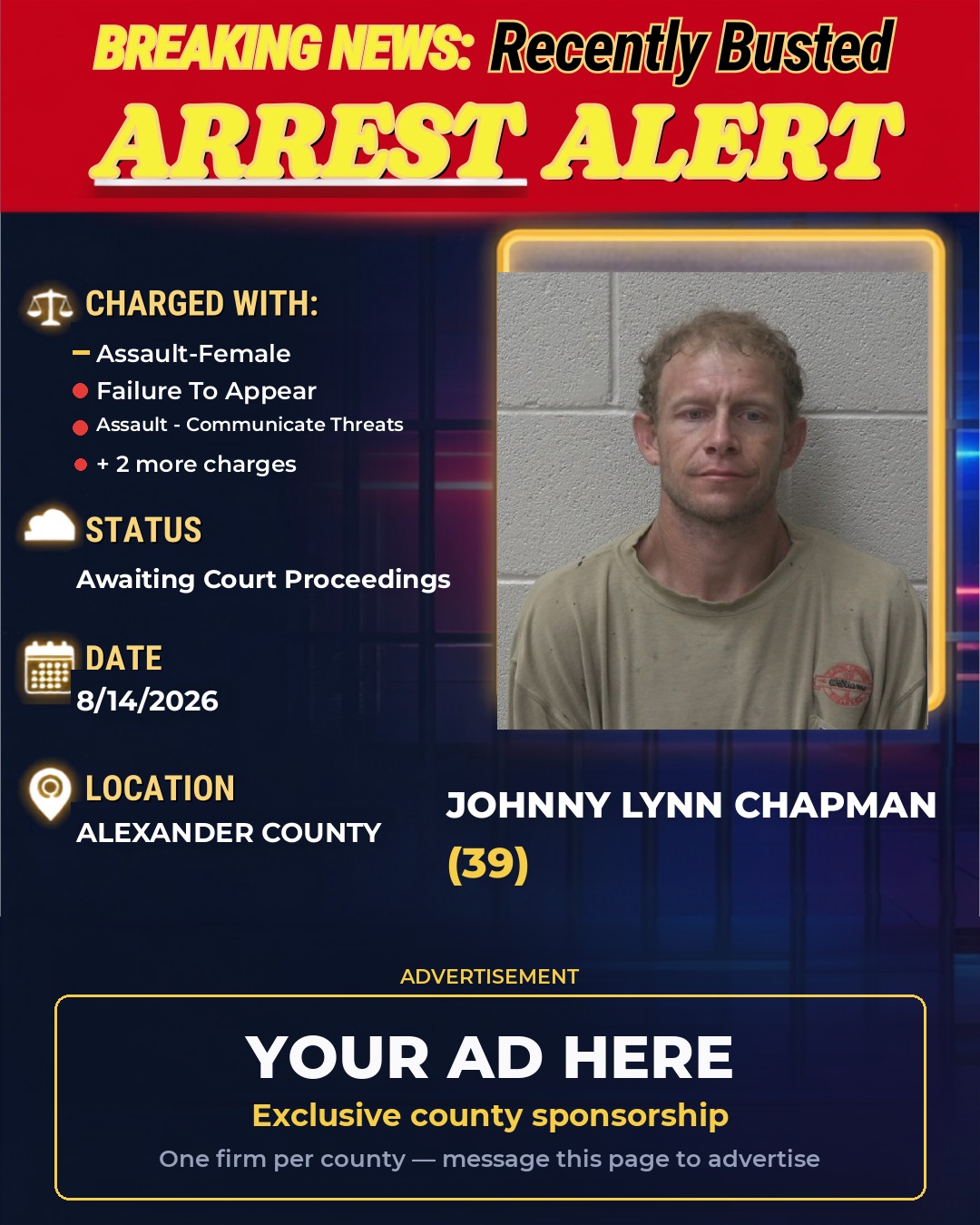 Arrest report - JOHNNY LYNN CHAPMAN