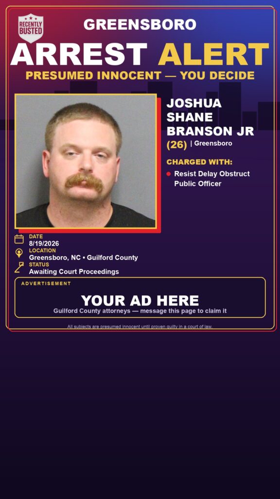 Arrest report โ JOSHUA SHANE BRANSON JR