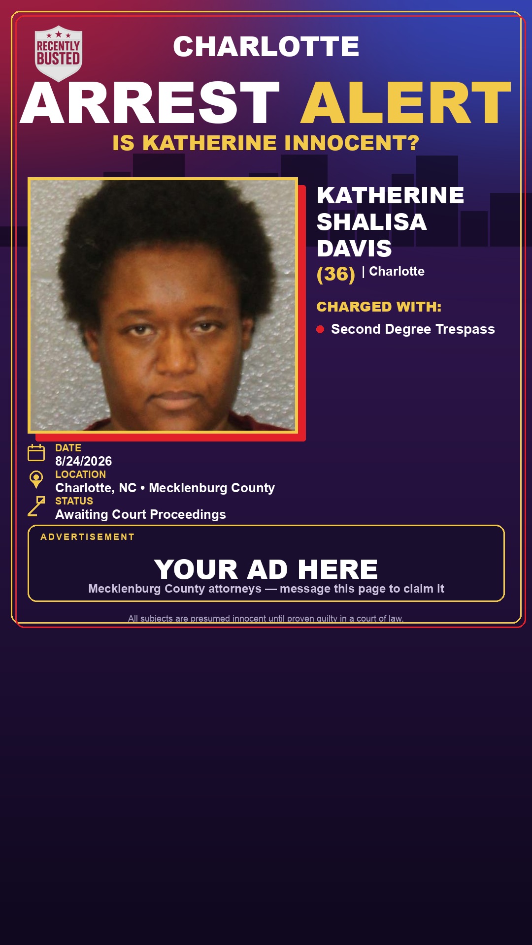 Arrest report - KATHERINE SHALISA DAVIS