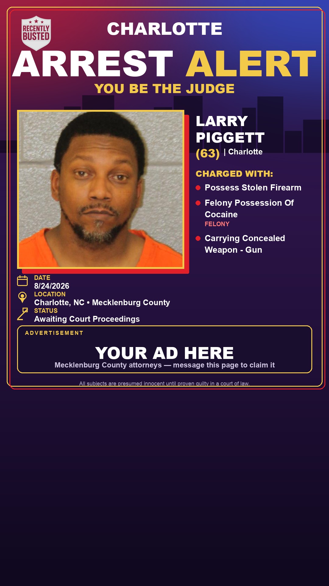 Arrest report - LARRY PIGGETT