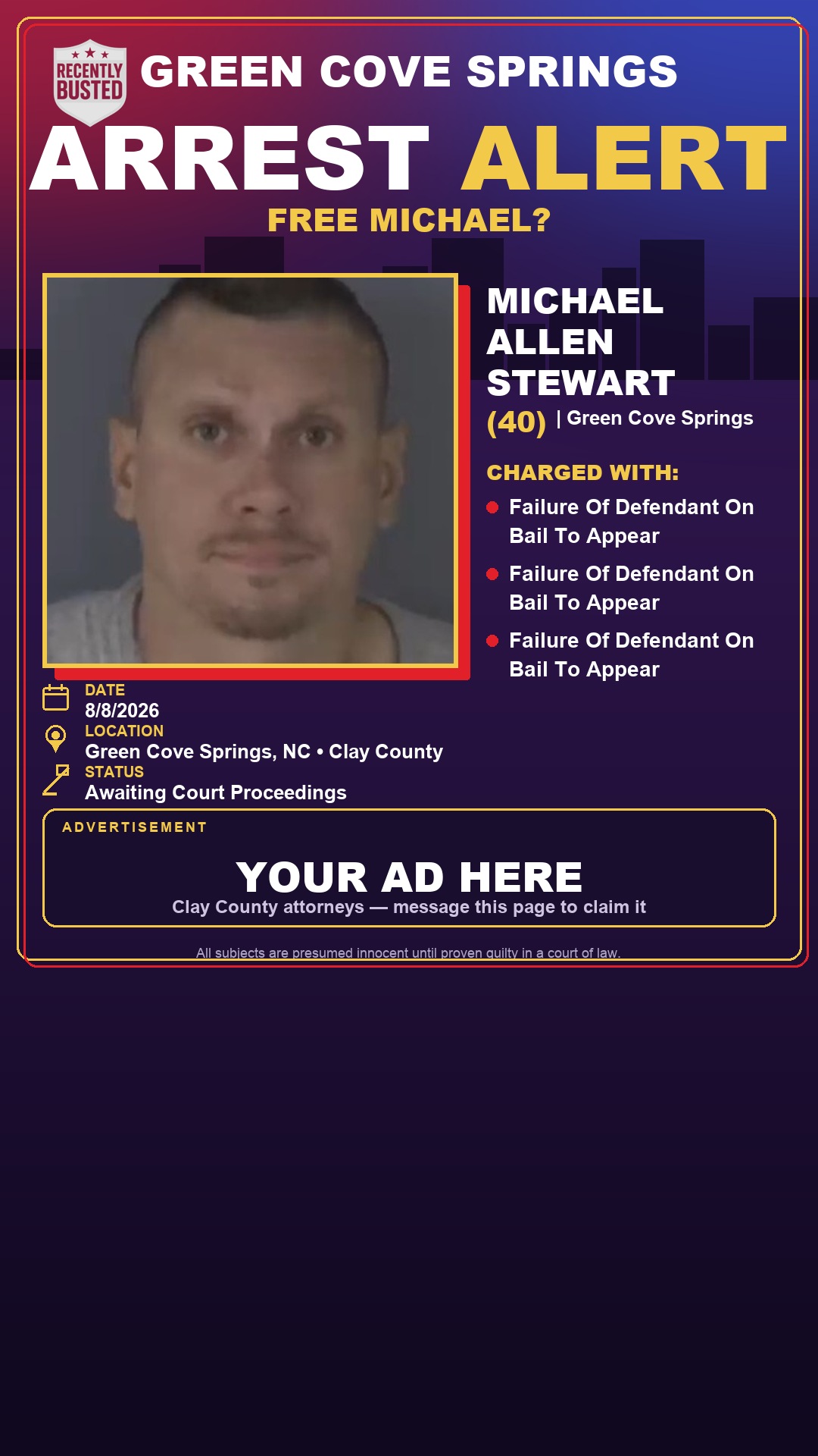 Arrest report - MICHAEL ALLEN STEWART
