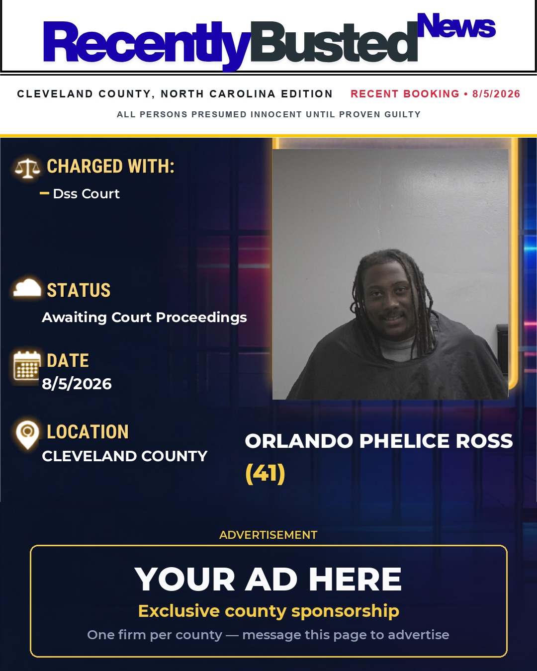 Arrest report - ORLANDO PHELICE ROSS