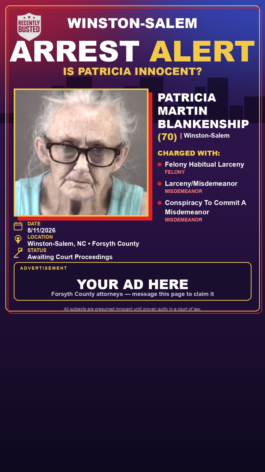 Arrest report - PATRICIA MARTIN BLANKENSHIP