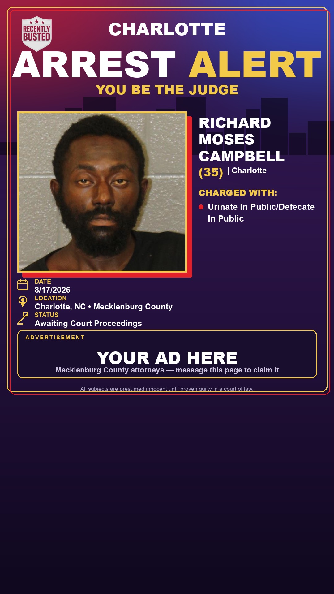 Arrest report - RICHARD MOSES CAMPBELL