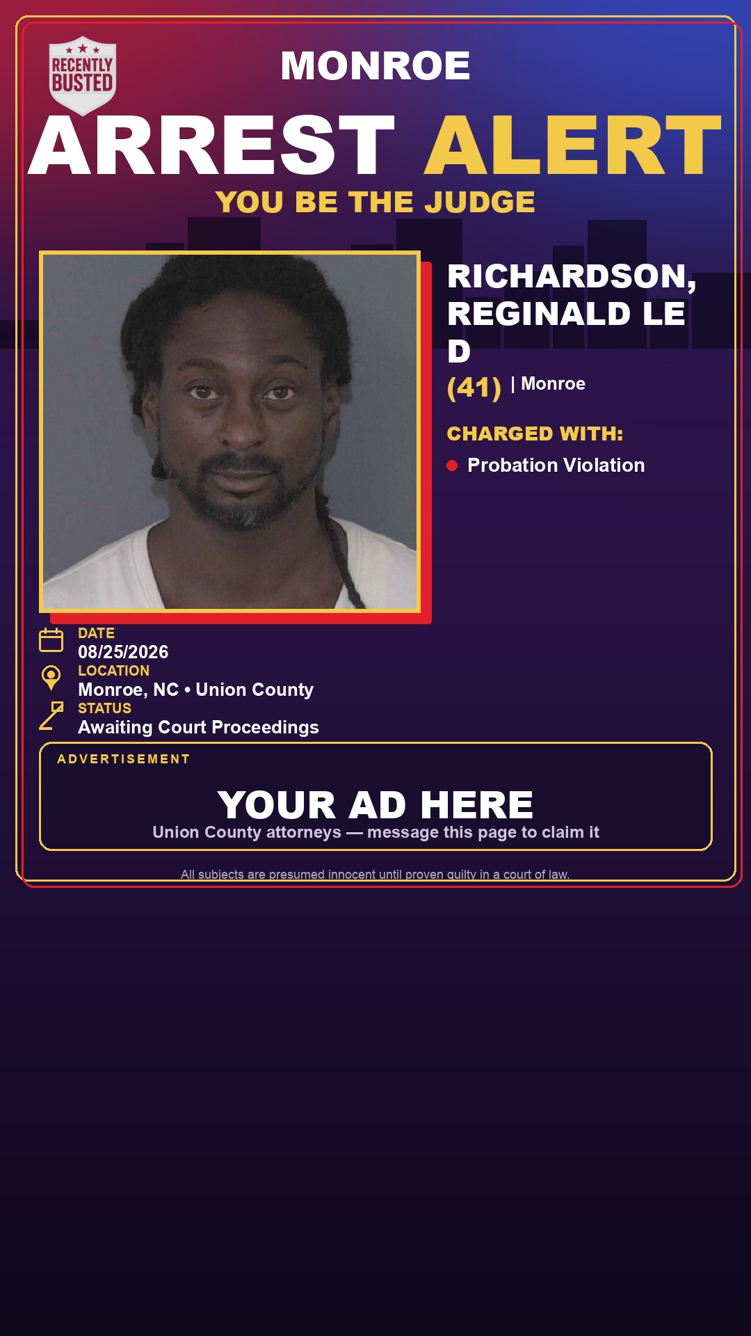 Arrest report - RICHARDSON, REGINALD LE D