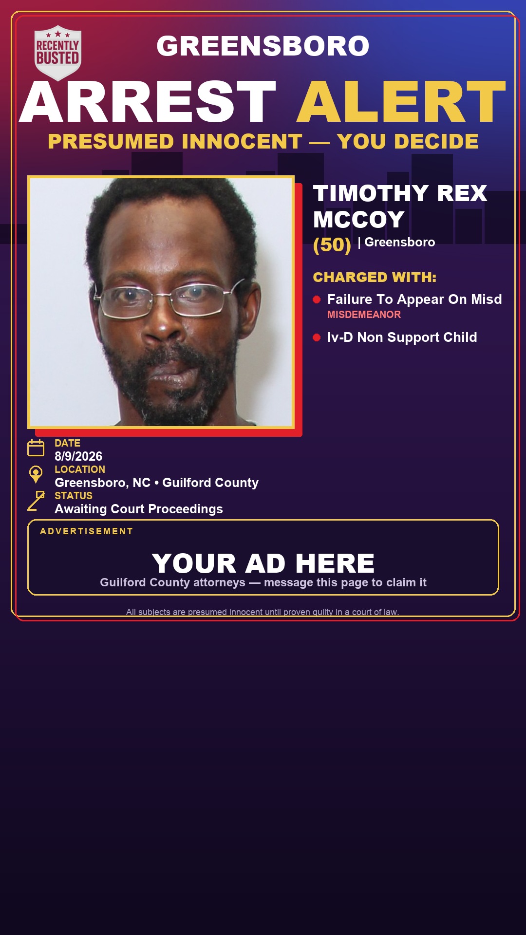 Arrest report - TIMOTHY REX MCCOY