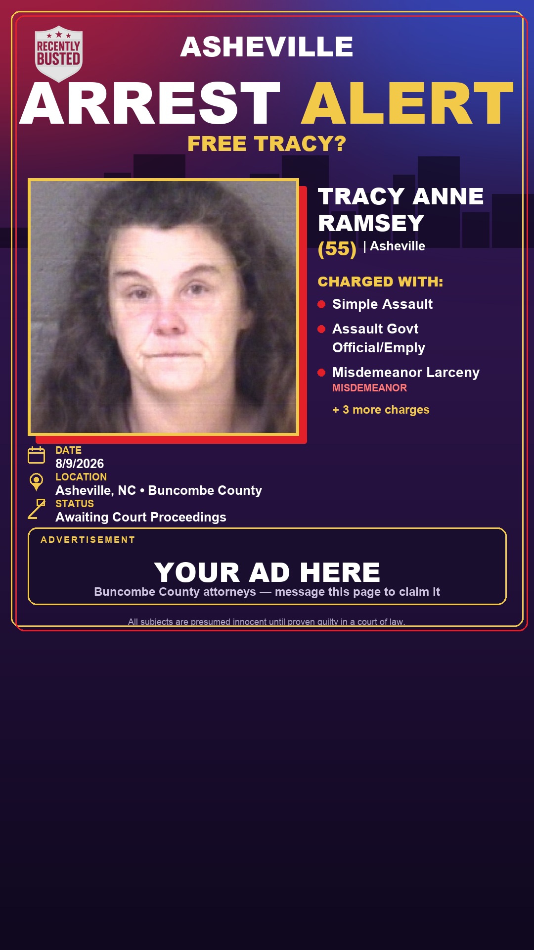 Arrest report - TRACY ANNE RAMSEY