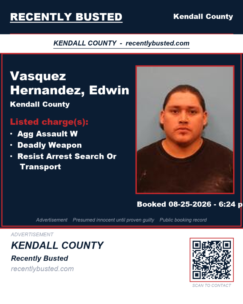 Vasquez Hernandez, Edwin — arrest record card, Texas Arrests