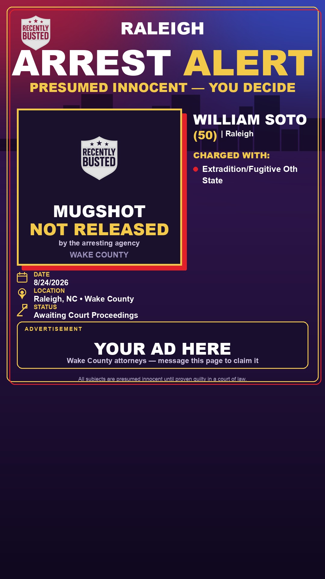 Arrest report - WILLIAM SOTO