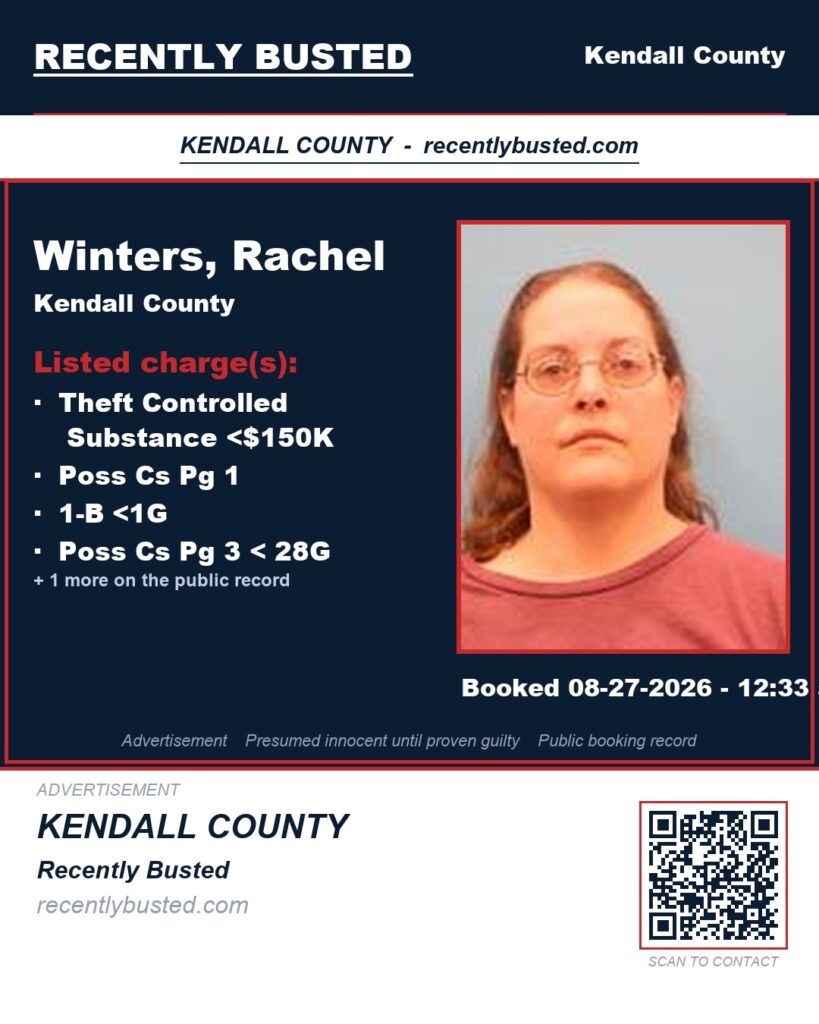 Winters, Rachel — arrest record card, Texas Arrests