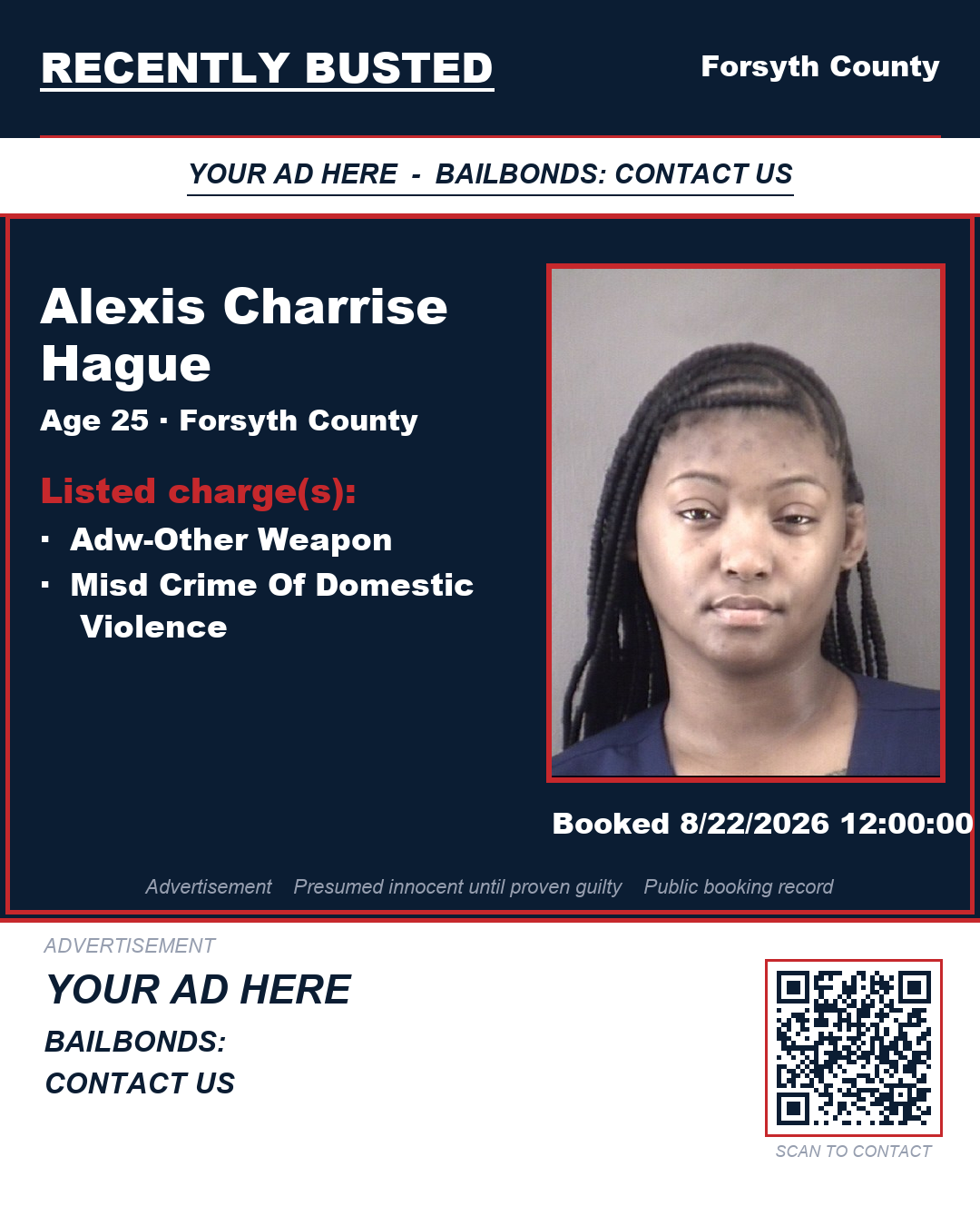 Arrest report - ALEXIS CHARRISE HAGUE