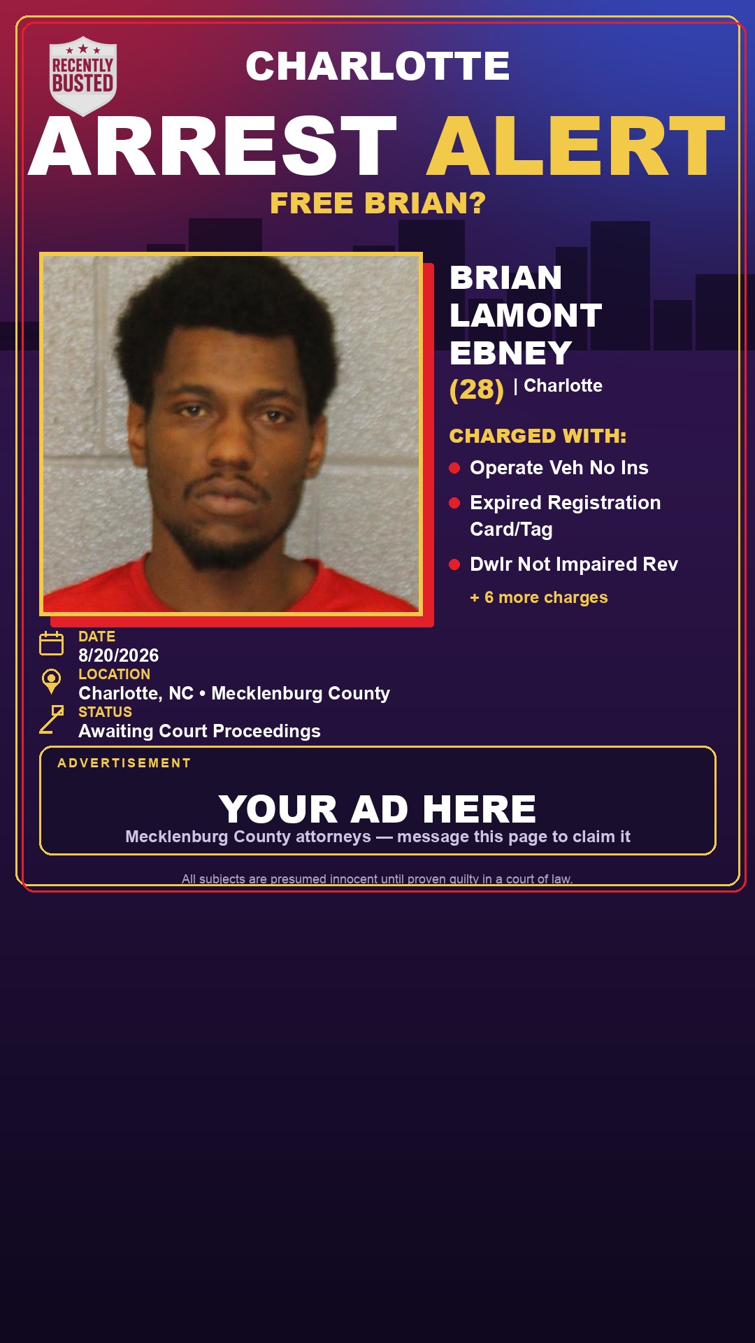 Arrest report - BRIAN LAMONT EBNEY