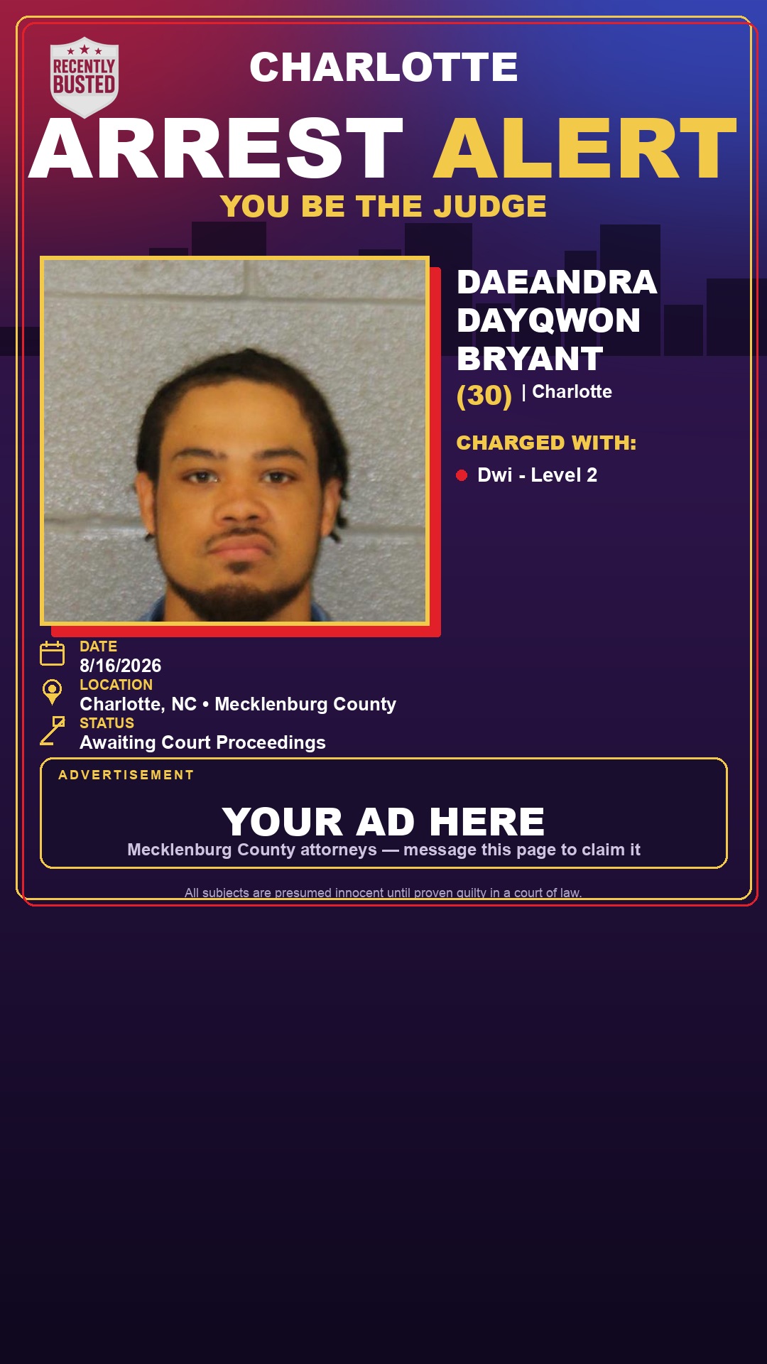 Arrest report - DAEANDRA DAYQWON BRYANT
