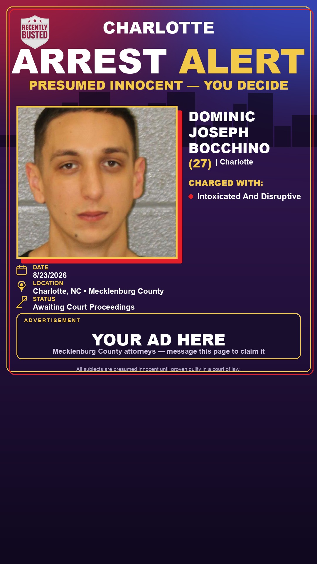 Arrest report - DOMINIC JOSEPH BOCCHINO