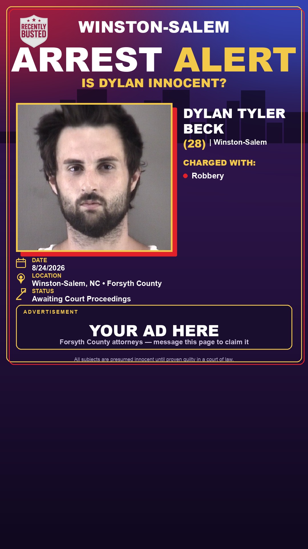 Arrest report - DYLAN TYLER BECK