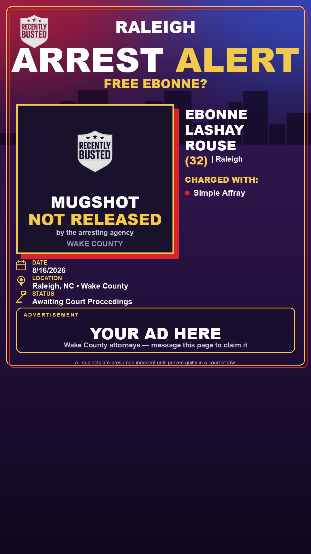 Arrest report - EBONNE LASHAY ROUSE