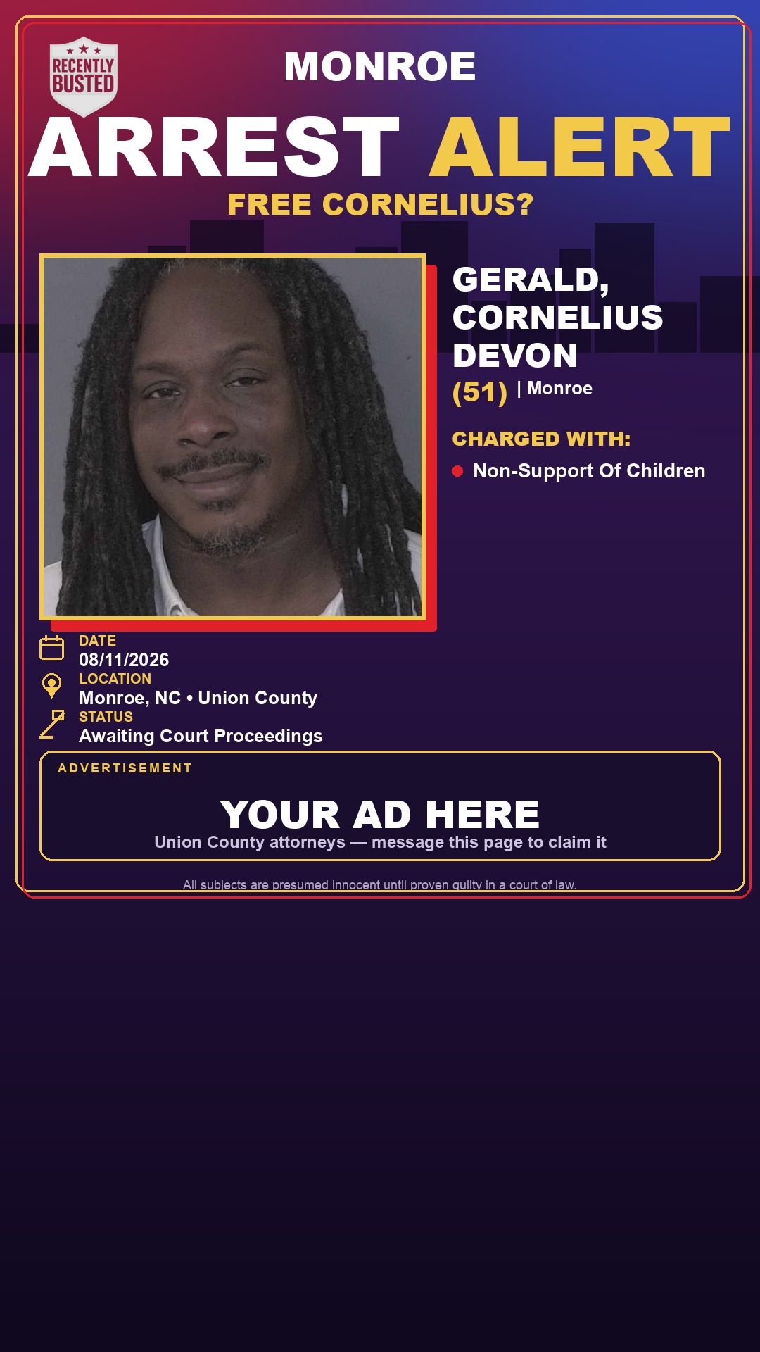 Arrest report - GERALD, CORNELIUS DEVON