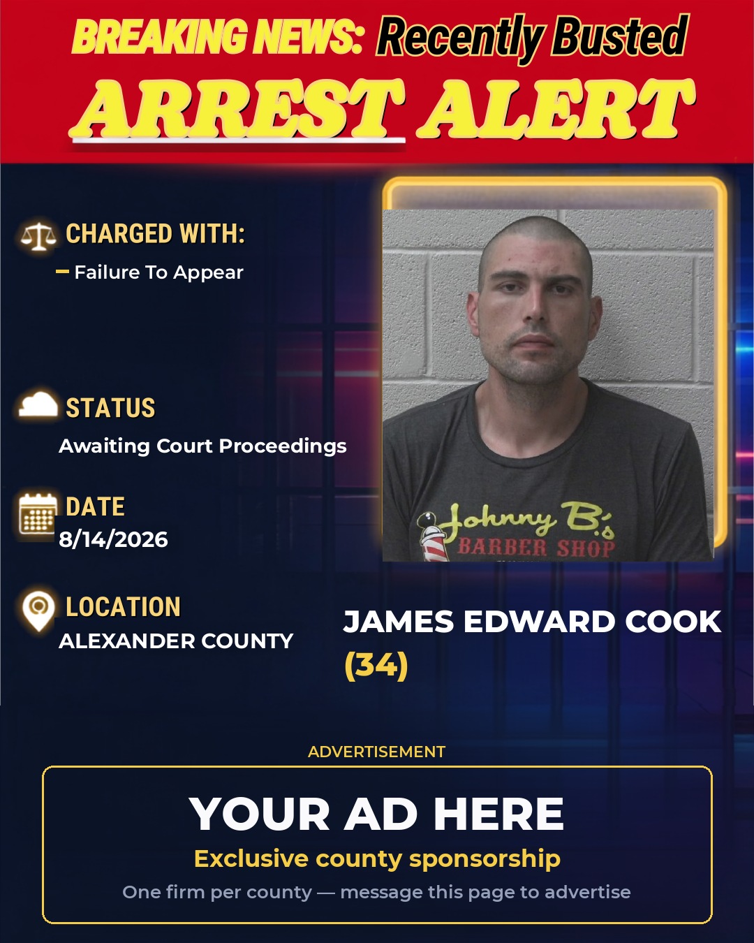 Arrest report - JAMES EDWARD COOK