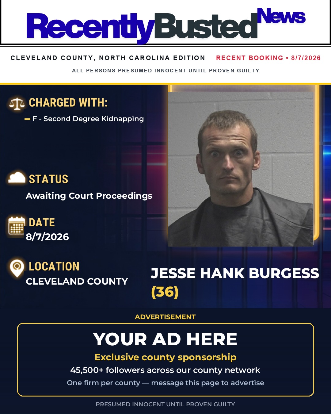 Arrest report - JESSE HANK BURGESS