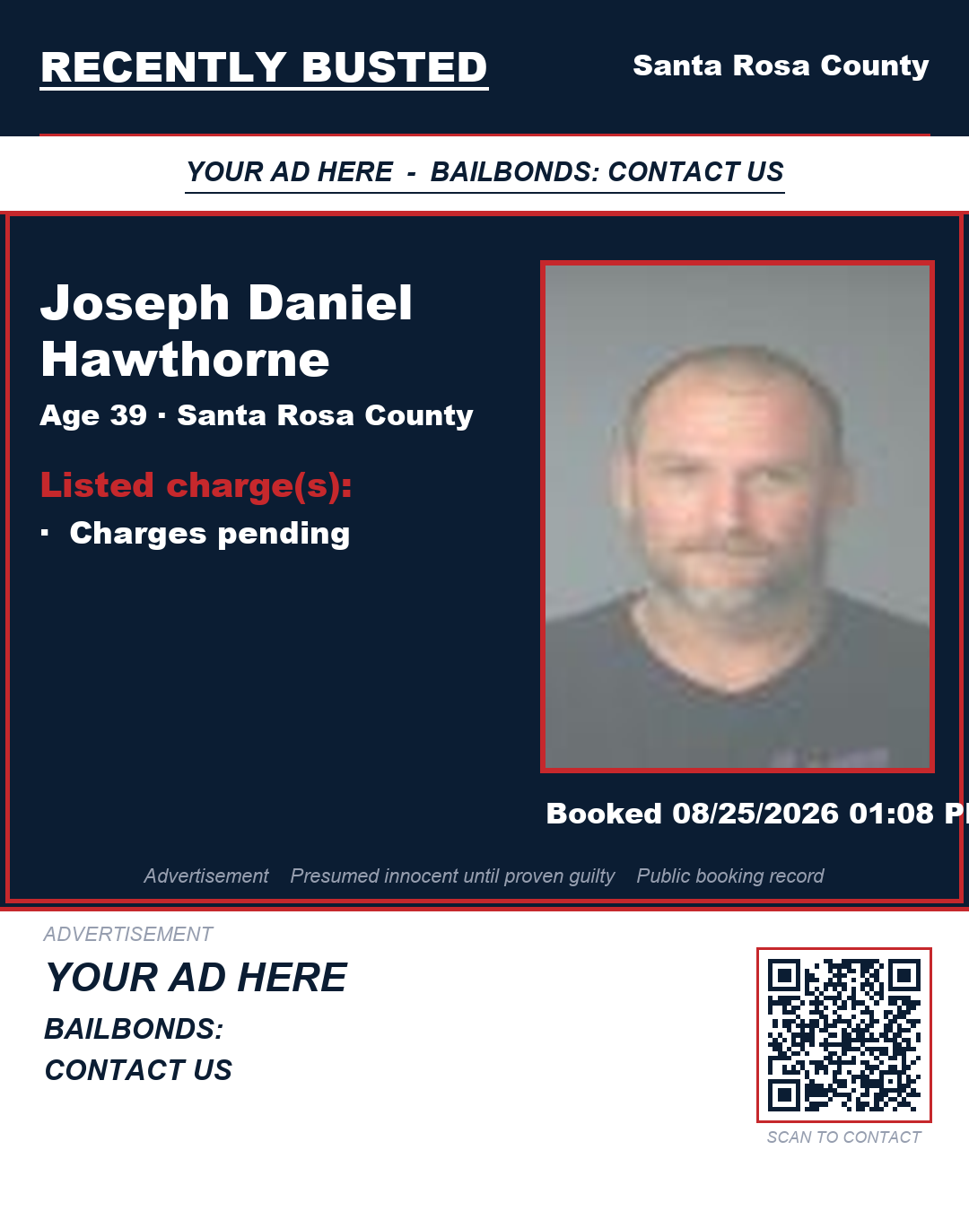 Arrest report - Joseph Daniel Hawthorne