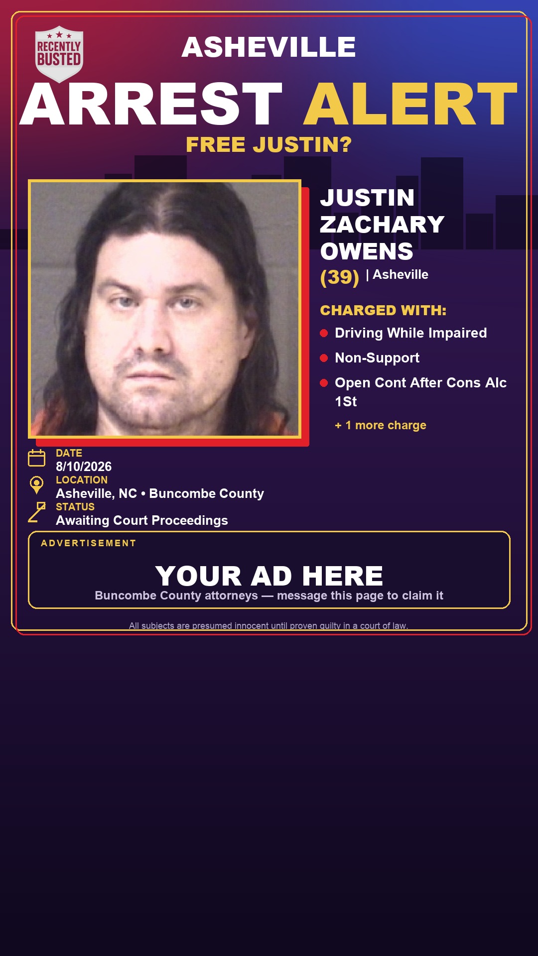 Arrest report - JUSTIN ZACHARY OWENS