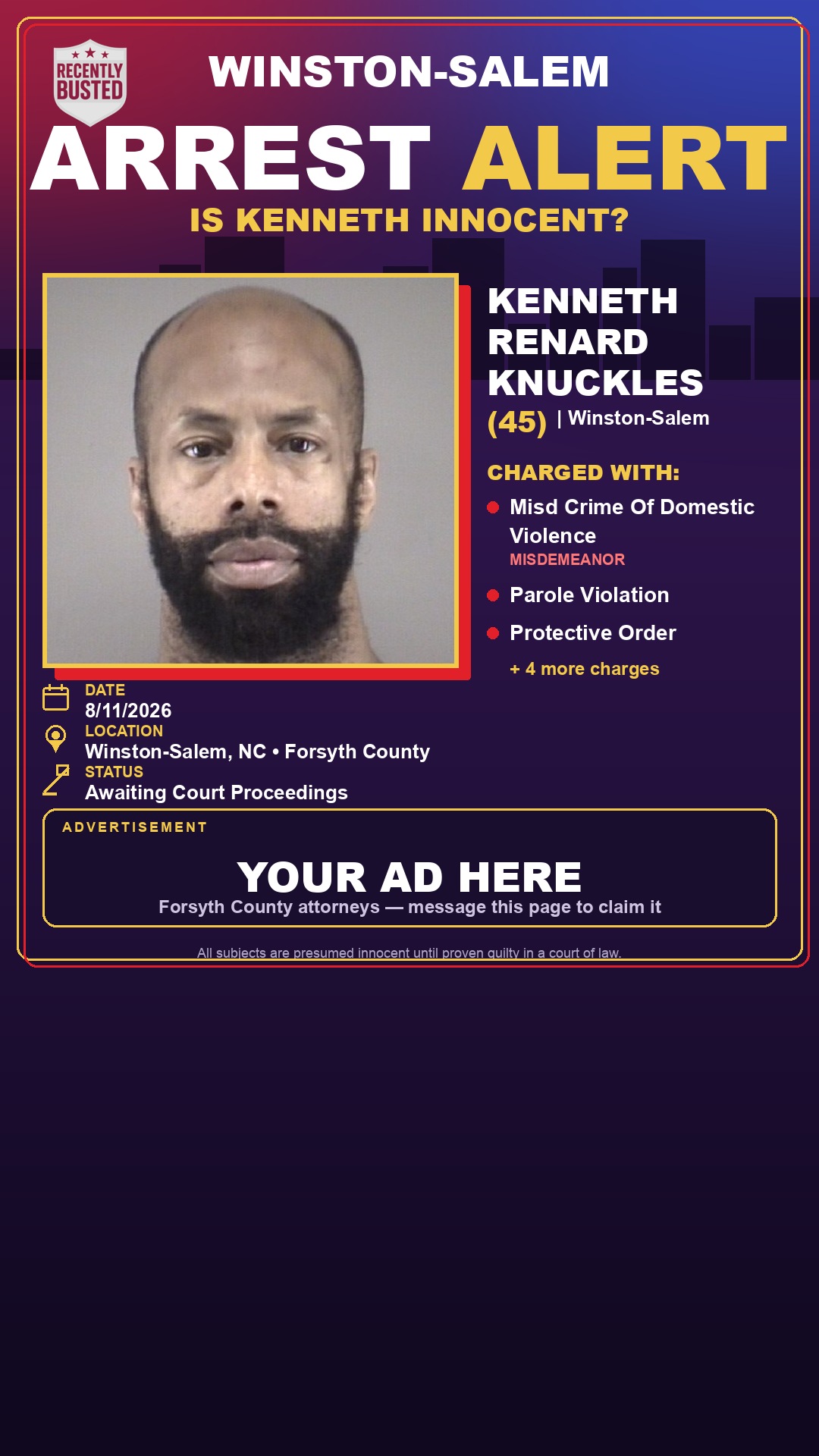 Arrest report - KENNETH RENARD KNUCKLES