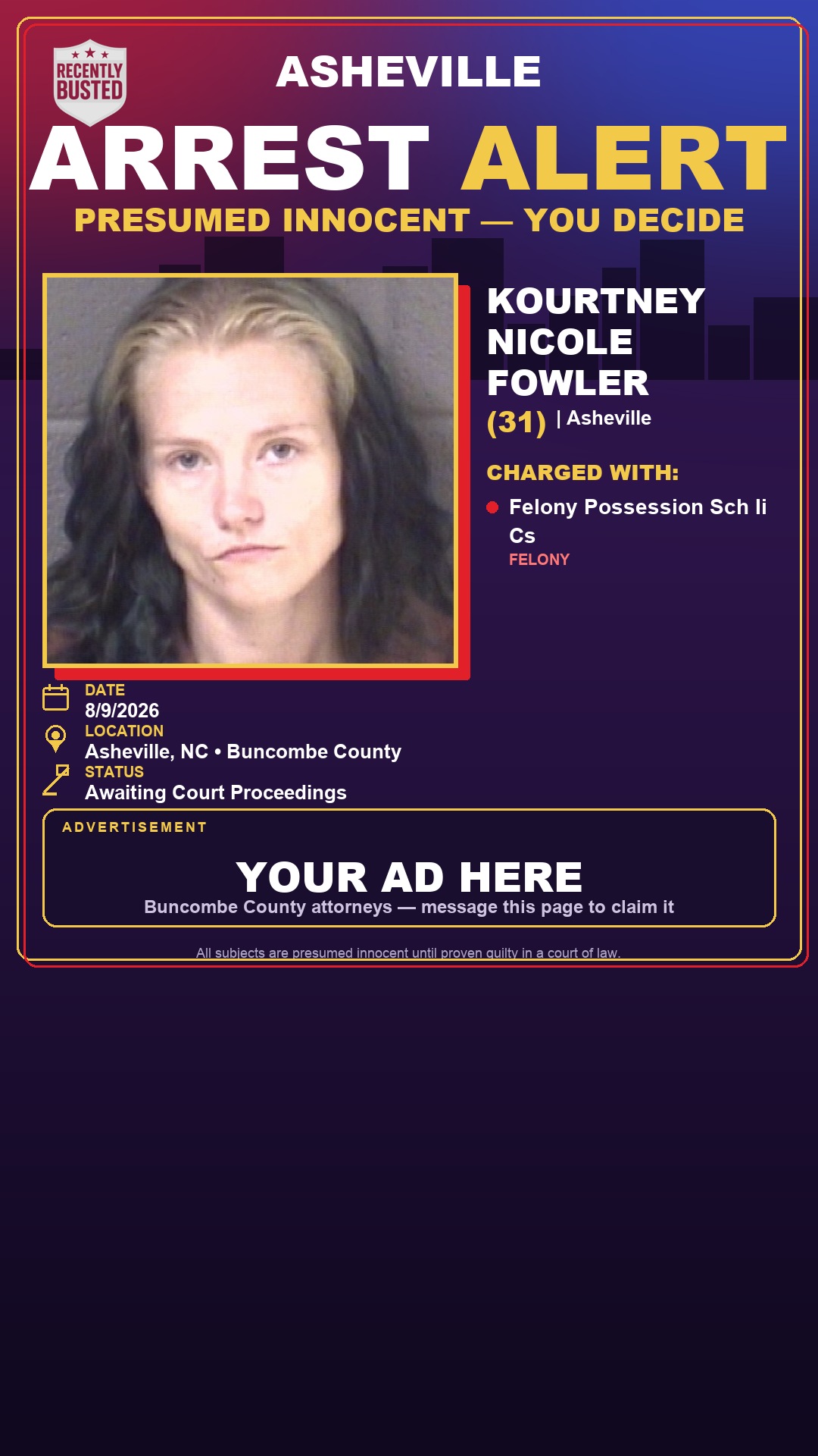 Arrest report - KOURTNEY NICOLE FOWLER