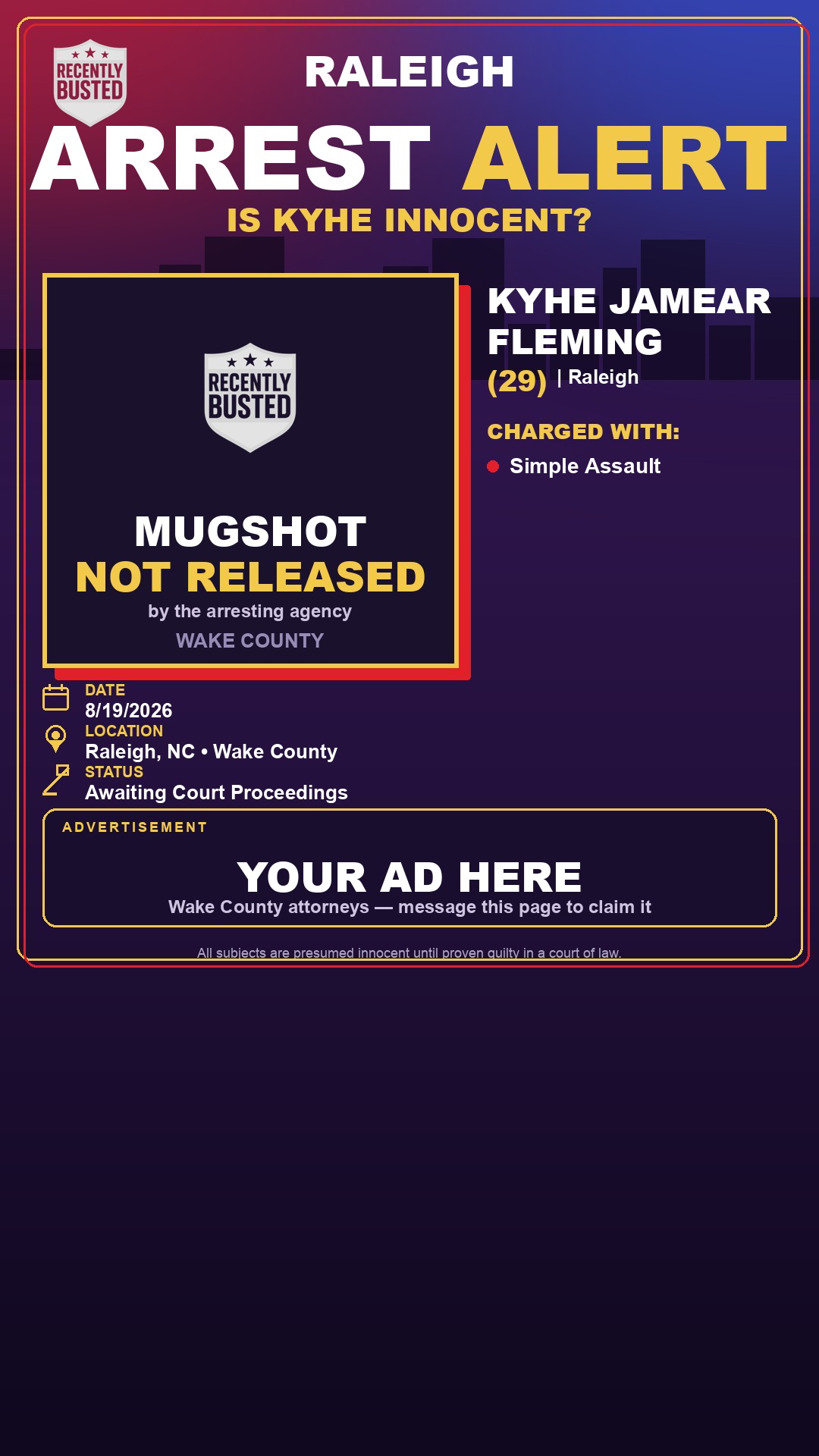 Arrest report - KYHE JAMEAR FLEMING