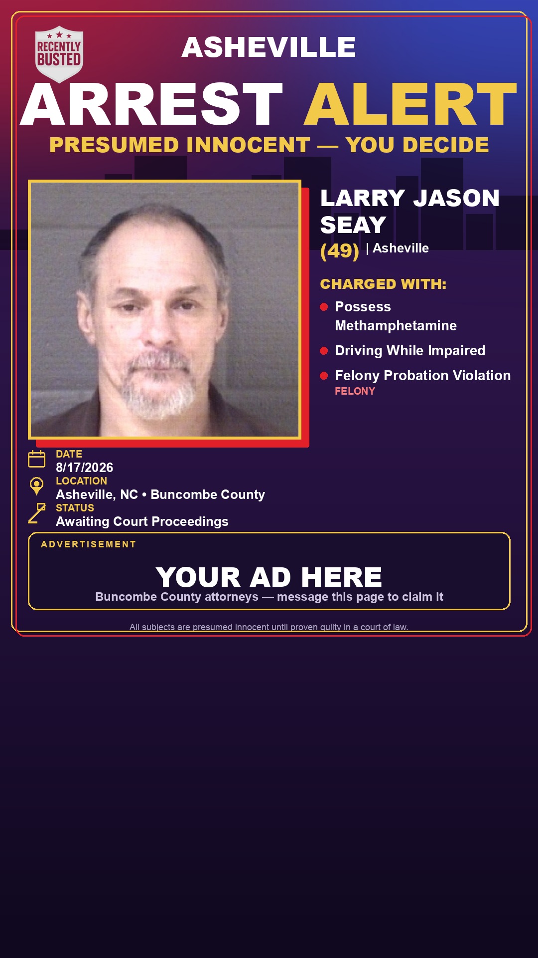 Arrest report - LARRY JASON SEAY