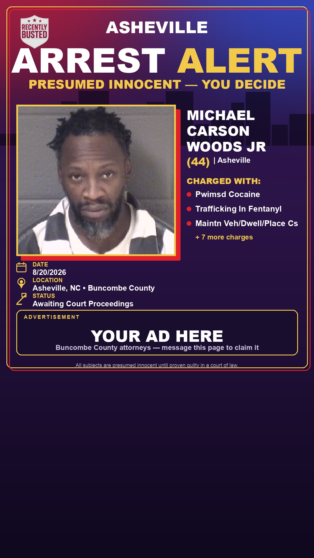 Arrest report - MICHAEL CARSON WOODS JR