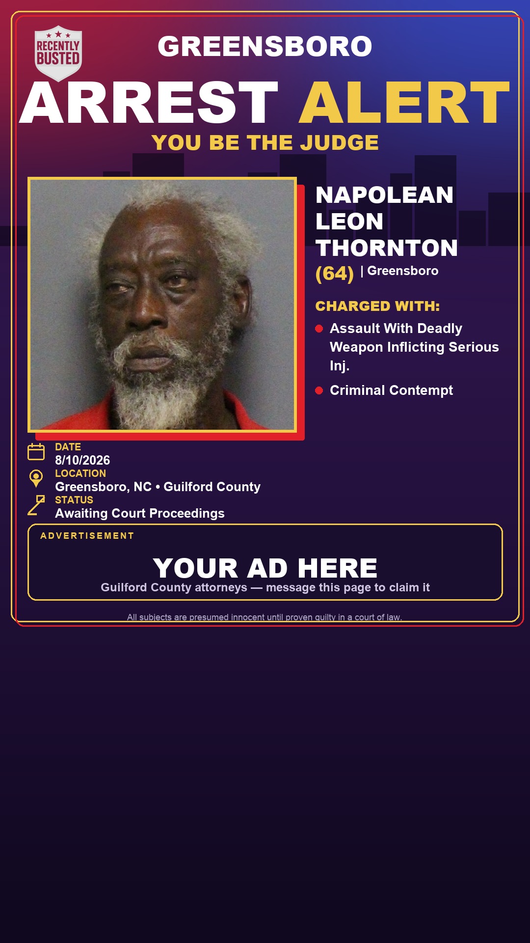 Arrest report - NAPOLEAN LEON THORNTON