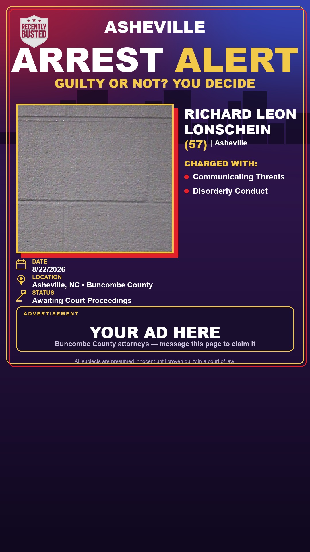 Arrest report - RICHARD LEON LONSCHEIN