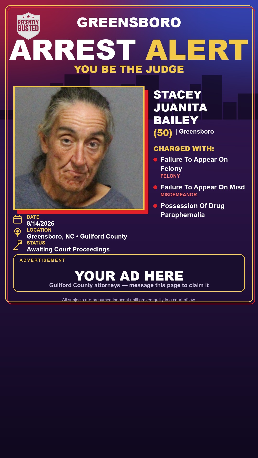 Arrest report - STACEY JUANITA BAILEY
