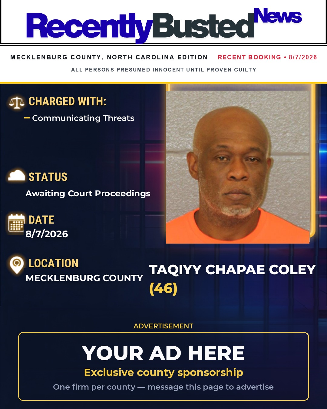 Arrest report - TAQIYY CHAPAE COLEY